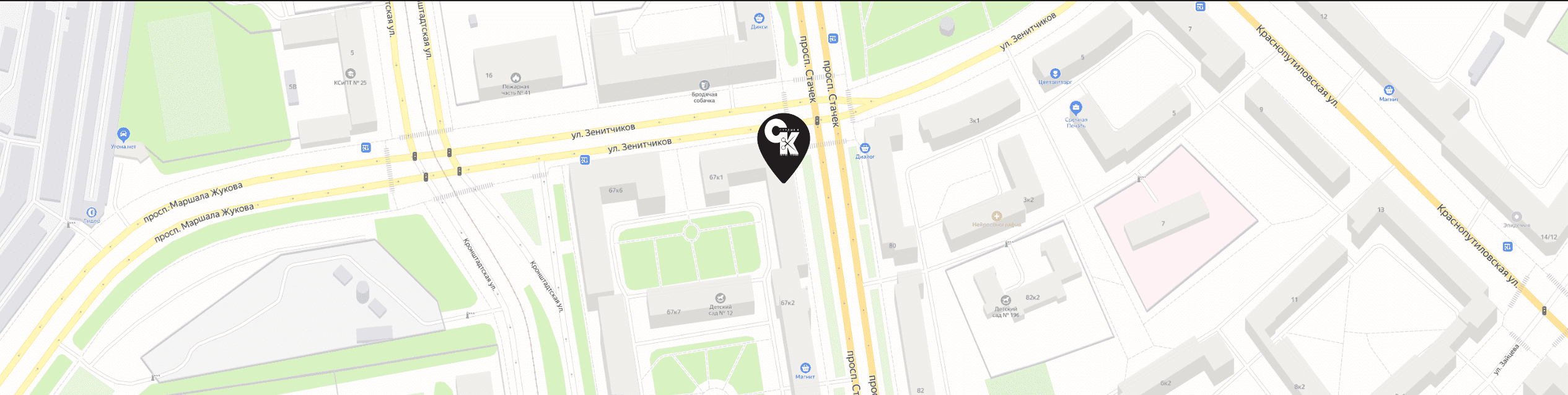 Карта с местоположением студии на карте